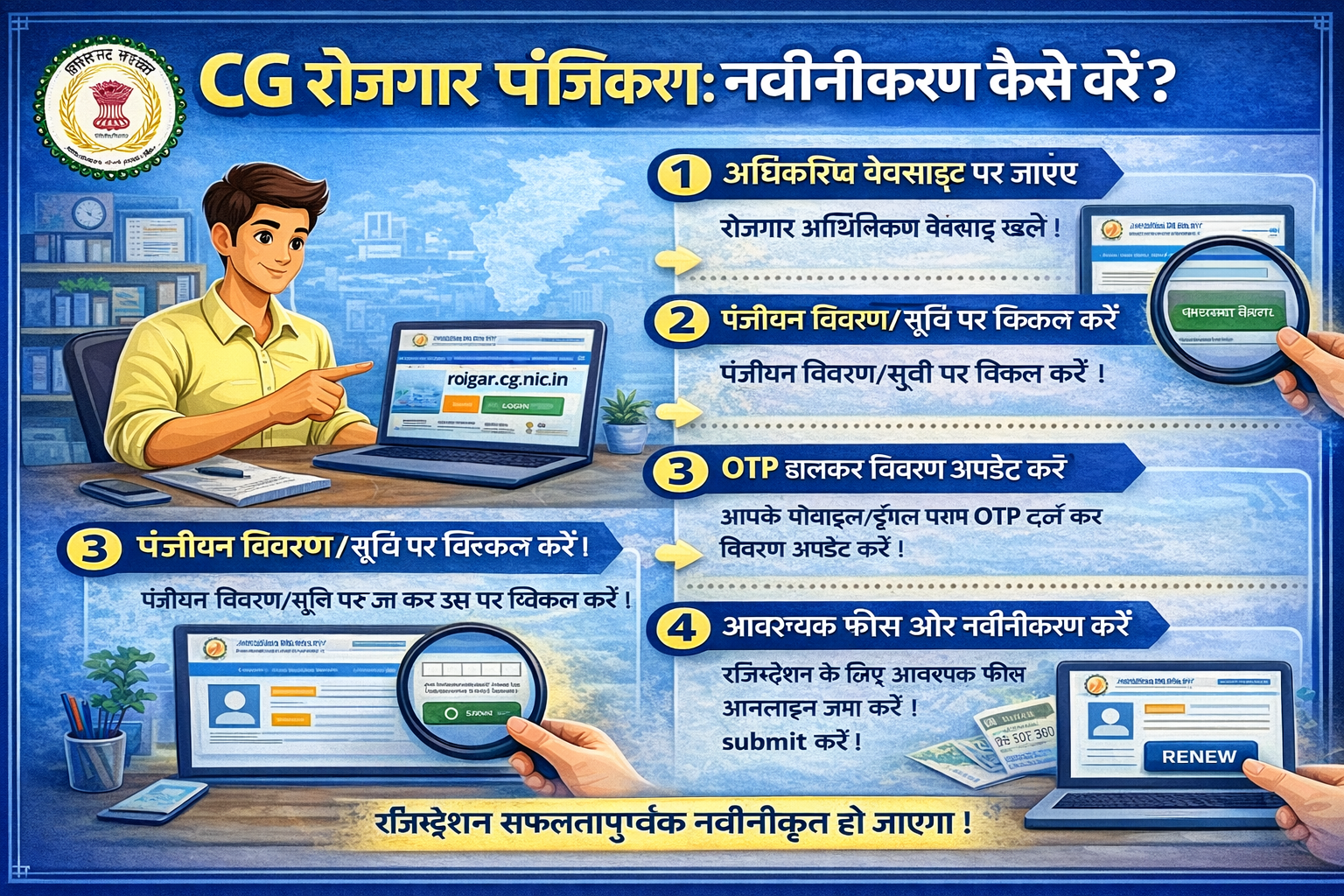 CG Rojgar Panjiyan Navinikaran Kaise Kare