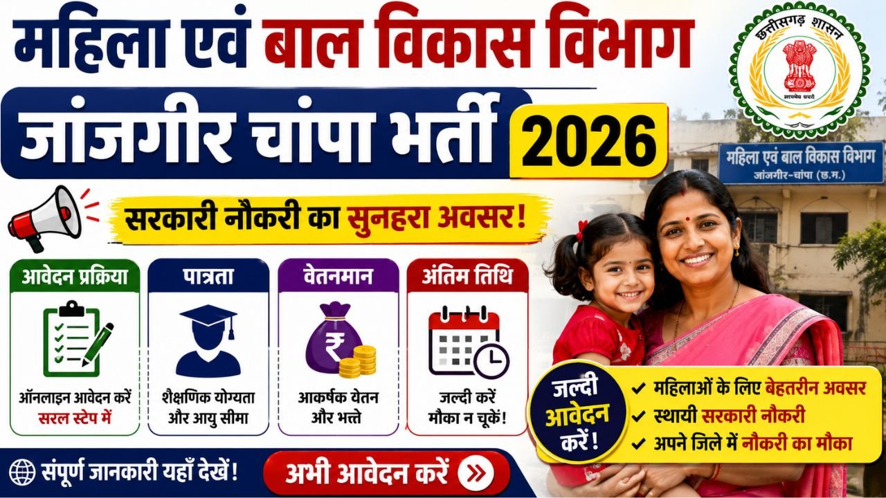 Women And Child Development Department Janjgir Champa Recruitment 2026