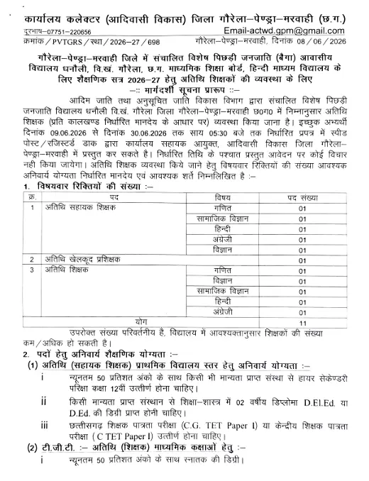 CG GPM Atithi Shikshak Bharti 2026
